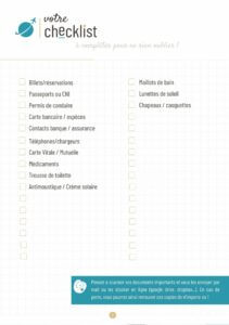 aperçu d'une page d'un carnet de voyage (chacklist)